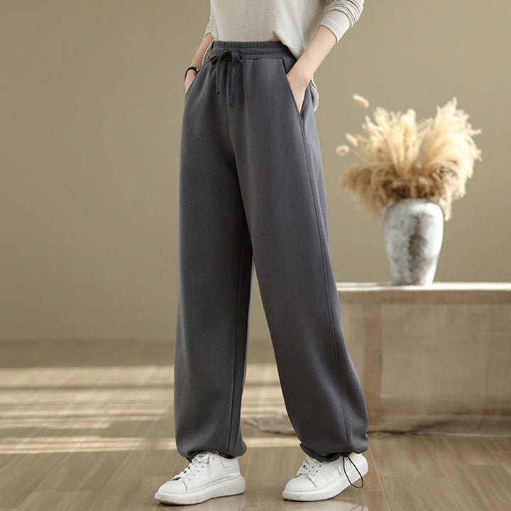 Pantaloni casual da donna in cotone a gamba dritta con tasche Buddha Stones - image 4