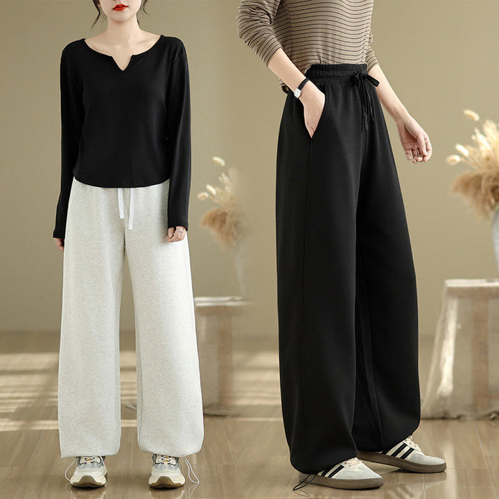 Pantaloni casual da donna in cotone a gamba dritta con tasche Buddha Stones - image 18