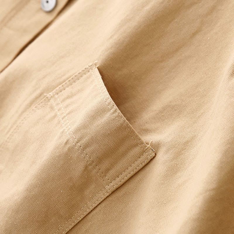 Camicia casual da donna in cotone tinta unita con colletto rialzato e maniche lunghe, motivo Buddha Stones - image 6