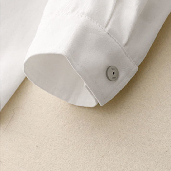 Camicia casual da donna in cotone tinta unita con colletto rialzato e maniche lunghe, motivo Buddha Stones - image 13