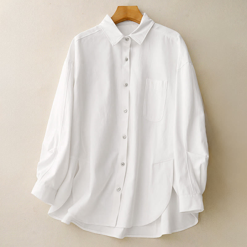 Camicia casual da donna in cotone tinta unita con colletto rialzato e maniche lunghe, motivo Buddha Stones - Bianco - US14, UK/AU18, EU46 (2XL) - image 10