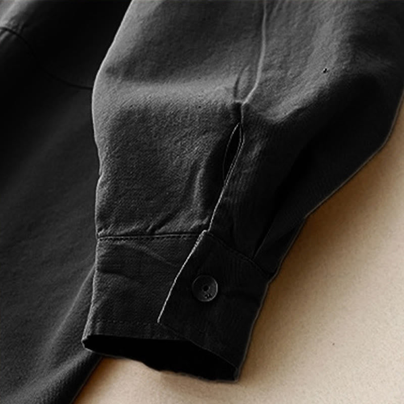Camicia casual da donna in cotone tinta unita con colletto rialzato e maniche lunghe, motivo Buddha Stones - image 19