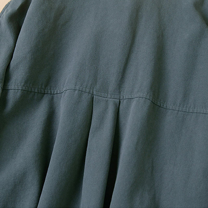 Camicia da donna in cotone a maniche lunghe con colletto rialzato e bottoni casual, motivo Buddha Stones - image 3