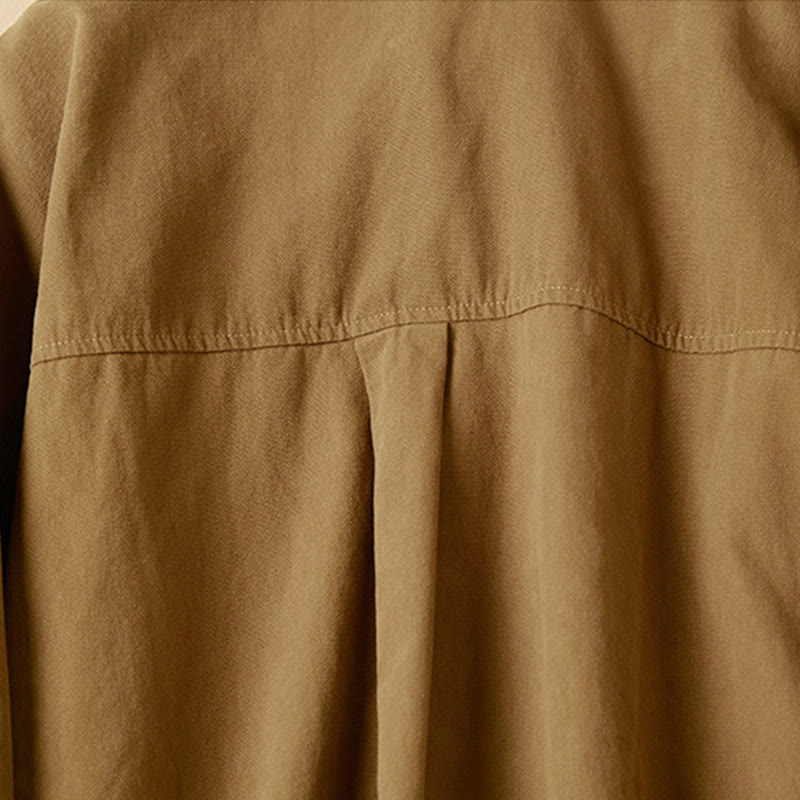 Camicia da donna in cotone a maniche lunghe con colletto rialzato e bottoni casual, motivo Buddha Stones - image 14