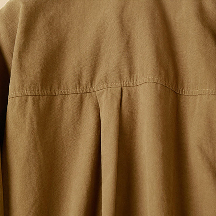 Camicia da donna in cotone a maniche lunghe con colletto rialzato e bottoni casual, motivo Buddha Stones - image 14