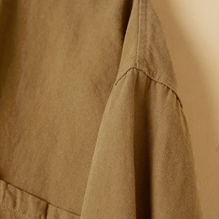 Camicia da donna in cotone a maniche lunghe con colletto rialzato e bottoni casual, motivo Buddha Stones - image 13