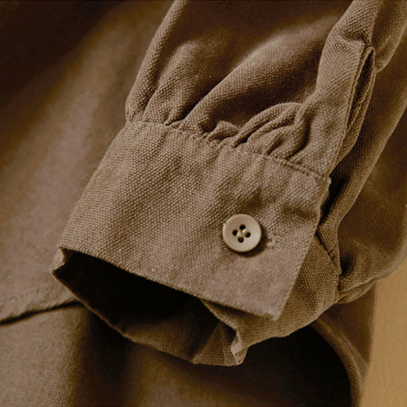 Camicia da donna in cotone a maniche lunghe con colletto rialzato e bottoni casual, motivo Buddha Stones - image 18