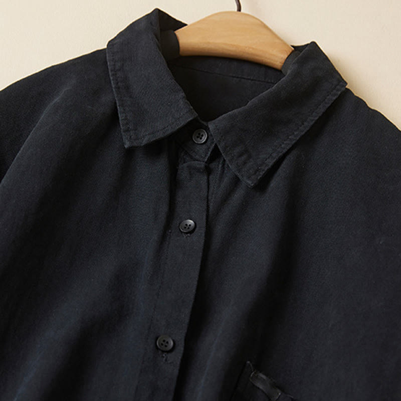 Camicia da donna in cotone a maniche lunghe con colletto rialzato e bottoni casual, motivo Buddha Stones - image 23