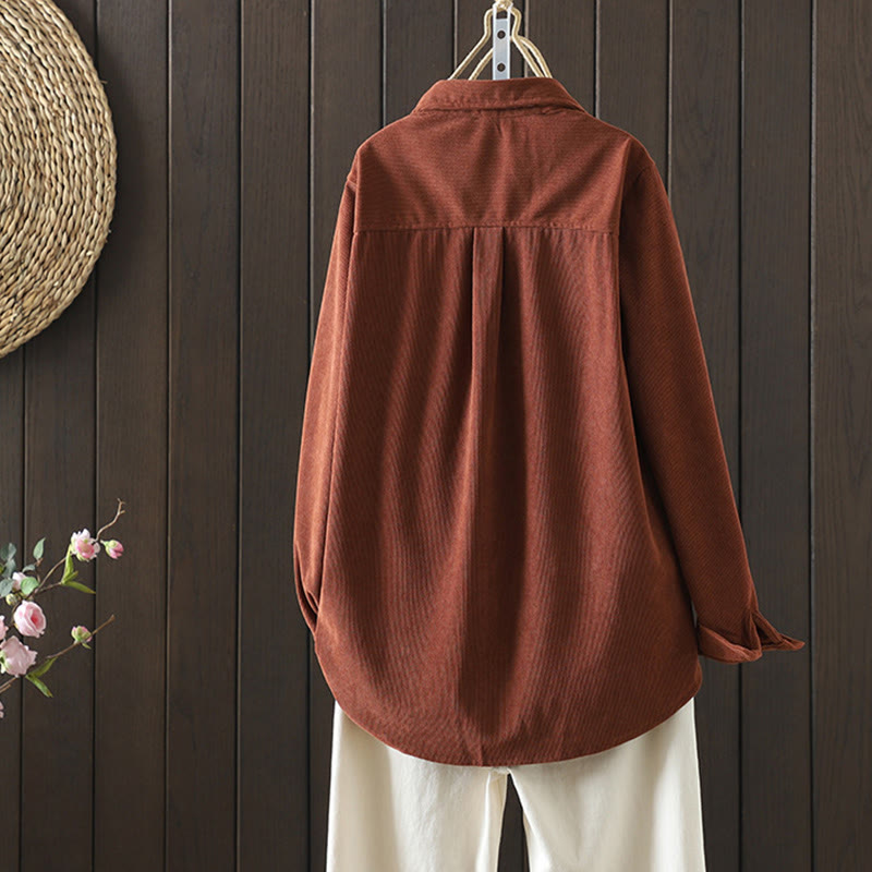 Giacca da donna in velluto a coste con maniche lunghe in cotone e tasche Buddha Stones - image 2