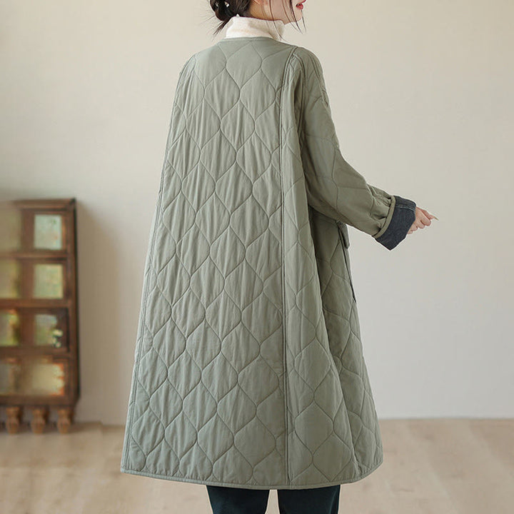 Cappotto imbottito in cotone con tasche e bottoni semplici da donna Buddha Stones - image 1