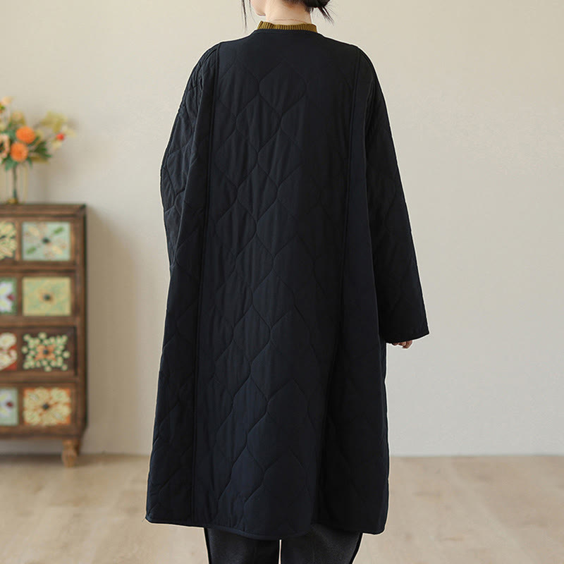 Cappotto imbottito in cotone con tasche e bottoni semplici da donna Buddha Stones - image 7