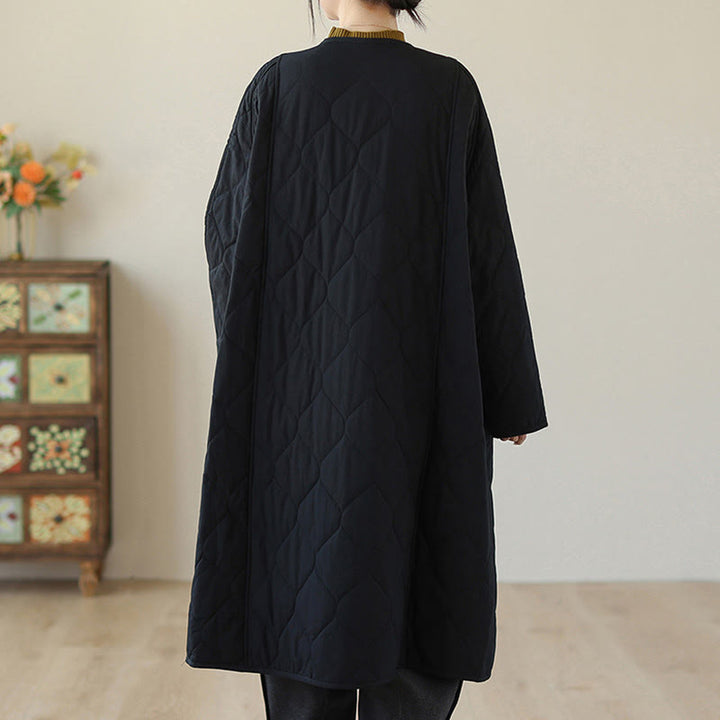 Cappotto imbottito in cotone con tasche e bottoni semplici da donna Buddha Stones - image 7