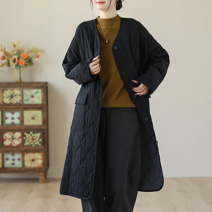 Cappotto imbottito in cotone con tasche e bottoni semplici da donna Buddha Stones - image 8