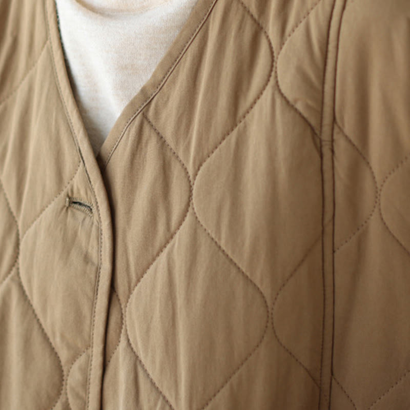 Cappotto imbottito in cotone con tasche e bottoni semplici da donna Buddha Stones - image 13