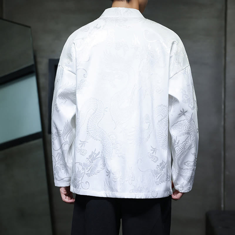 Camicia da uomo in jacquard con colletto rialzato, maniche lunghe, bottoni a rana, motivo Buddha Stones Dragon Tang Suit - image 14