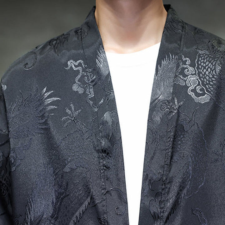 Camicia da uomo in jacquard con colletto rialzato, maniche lunghe, bottoni a rana, motivo Buddha Stones Dragon Tang Suit - image 8