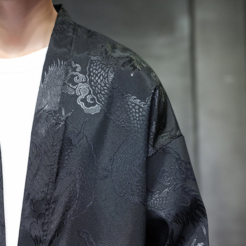 Camicia da uomo in jacquard con colletto rialzato, maniche lunghe, bottoni a rana, motivo Buddha Stones Dragon Tang Suit - image 9