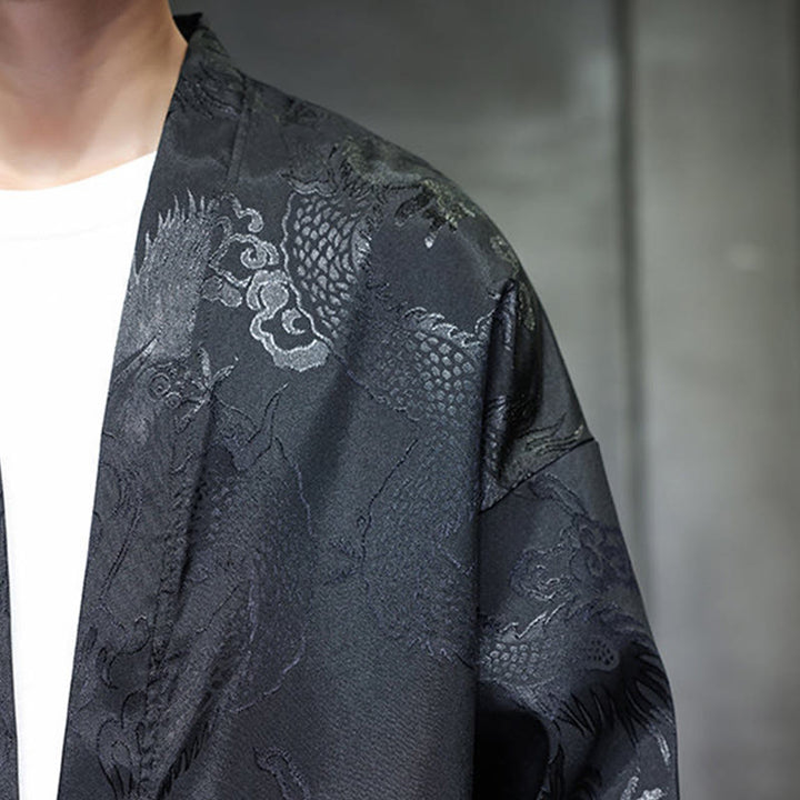 Camicia da uomo in jacquard con colletto rialzato, maniche lunghe, bottoni a rana, motivo Buddha Stones Dragon Tang Suit - image 9