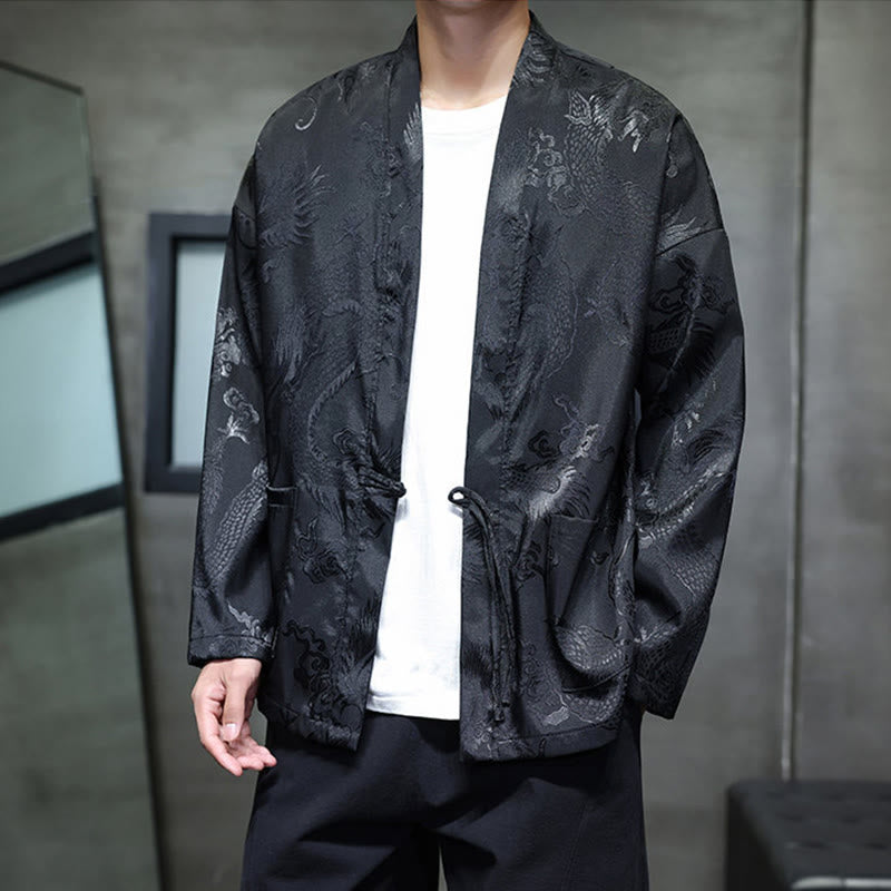 Camicia da uomo in jacquard con colletto rialzato, maniche lunghe, bottoni a rana, motivo Buddha Stones Dragon Tang Suit - image 2