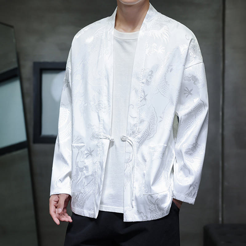 Camicia da uomo in jacquard con colletto rialzato, maniche lunghe, bottoni a rana, motivo Buddha Stones Dragon Tang Suit - image 15