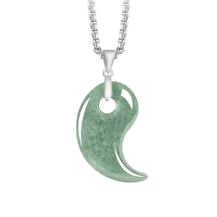 Collana con Buddha Stones portafortuna in argento sterling 925 con design a goccia, giada e catena in acciaio al titanio - Verdemare medio - Giada - image 0