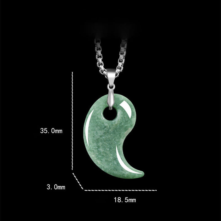 Collana con Buddha Stones portafortuna in argento sterling 925 con design a goccia, giada e catena in acciaio al titanio - image 2