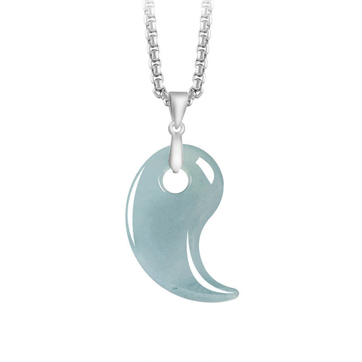 Collana con Buddha Stones portafortuna in argento sterling 925 con design a goccia, giada e catena in acciaio al titanio - Turchese pallido - Giada - image 8