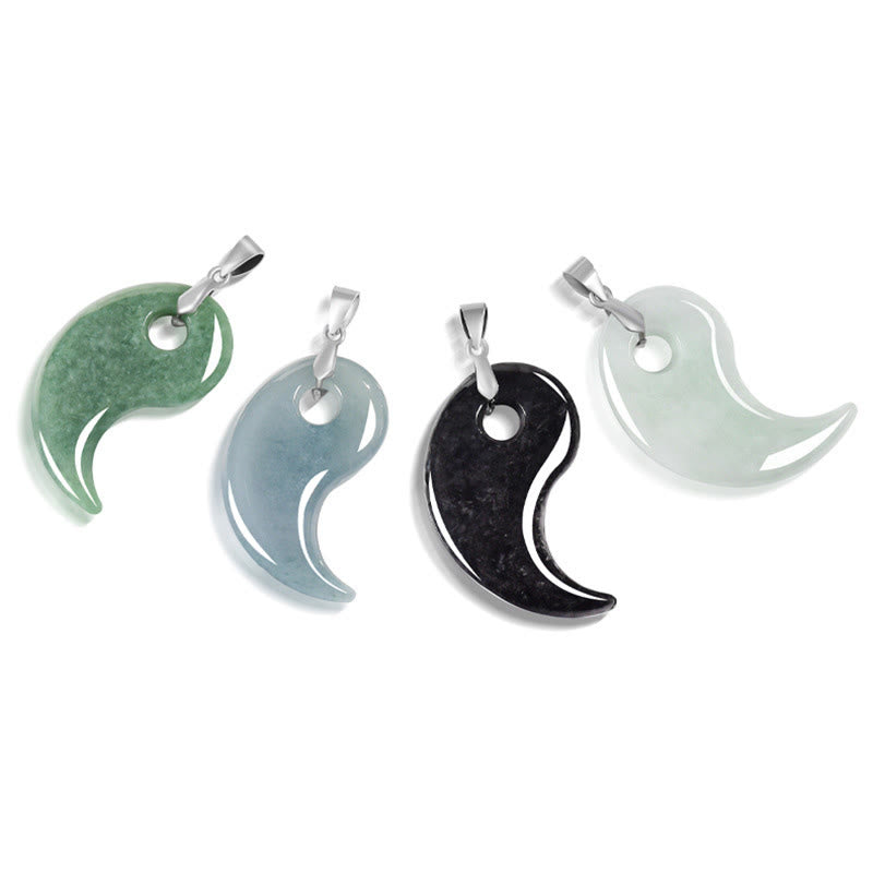 Collana con Buddha Stones portafortuna in argento sterling 925 con design a goccia, giada e catena in acciaio al titanio - image 11