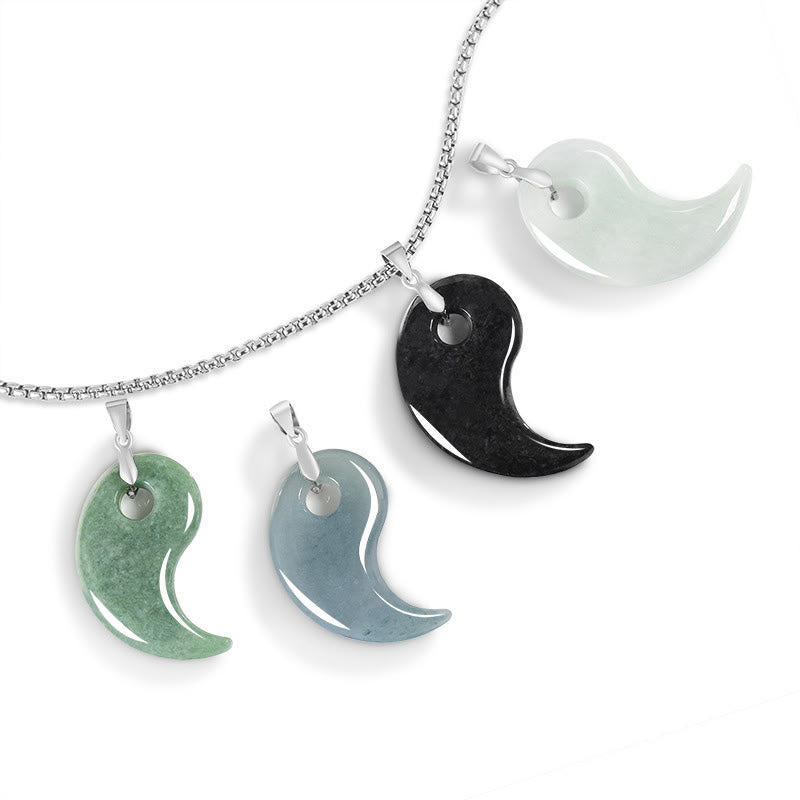 Collana con Buddha Stones portafortuna in argento sterling 925 con design a goccia, giada e catena in acciaio al titanio - image 10