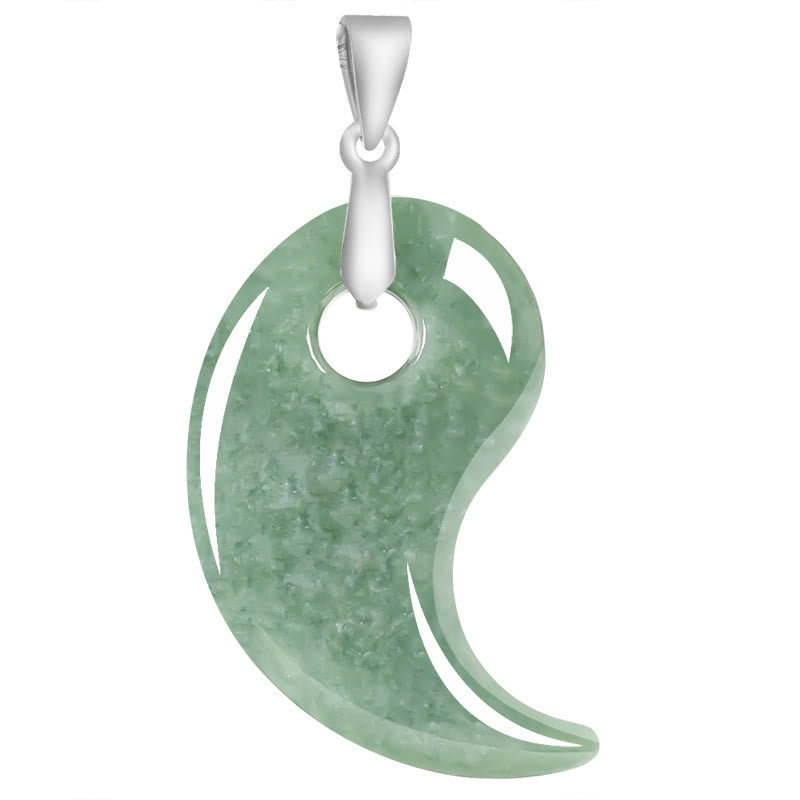 Collana con Buddha Stones portafortuna in argento sterling 925 con design a goccia, giada e catena in acciaio al titanio - image 1