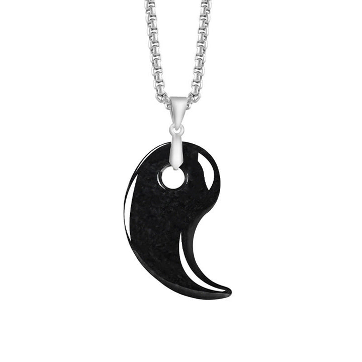 Collana con Buddha Stones portafortuna in argento sterling 925 con design a goccia, giada e catena in acciaio al titanio - Nero - Giada - image 6