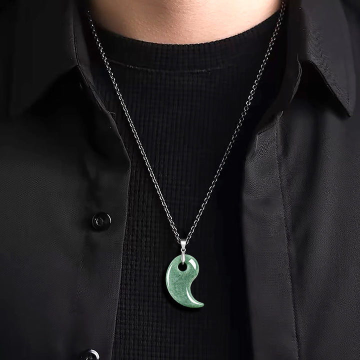 Collana con Buddha Stones portafortuna in argento sterling 925 con design a goccia, giada e catena in acciaio al titanio - image 3