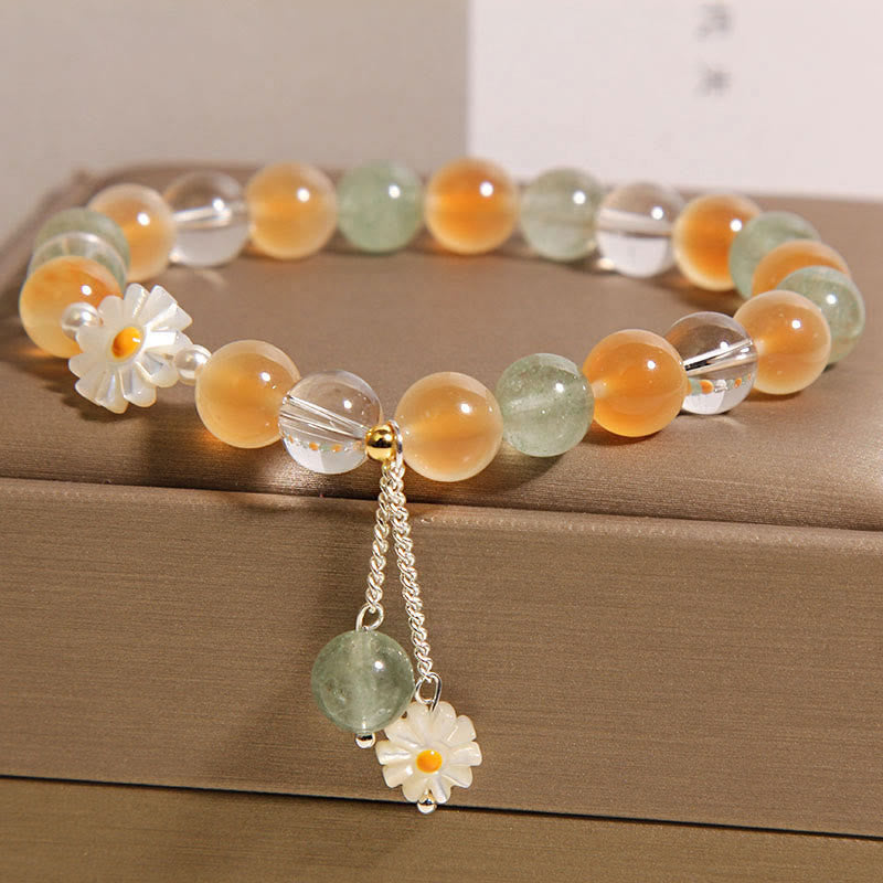 Braccialetto curativo in quarzo fragola verde agata caramella margherita naturale Buddha Stones - image 1