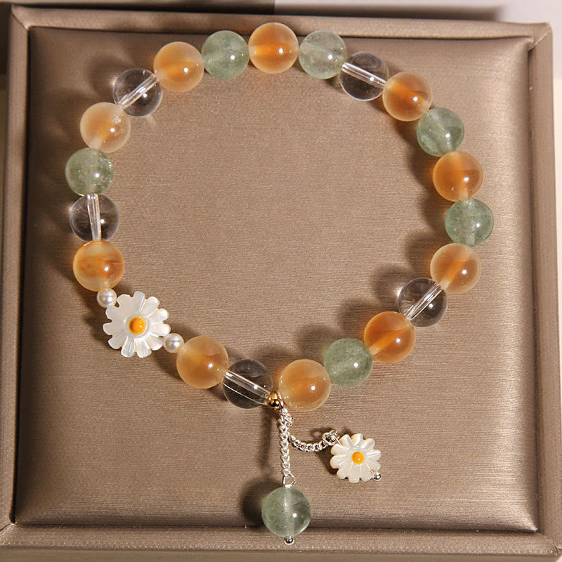 Braccialetto curativo in quarzo fragola verde agata caramella margherita naturale Buddha Stones - image 3