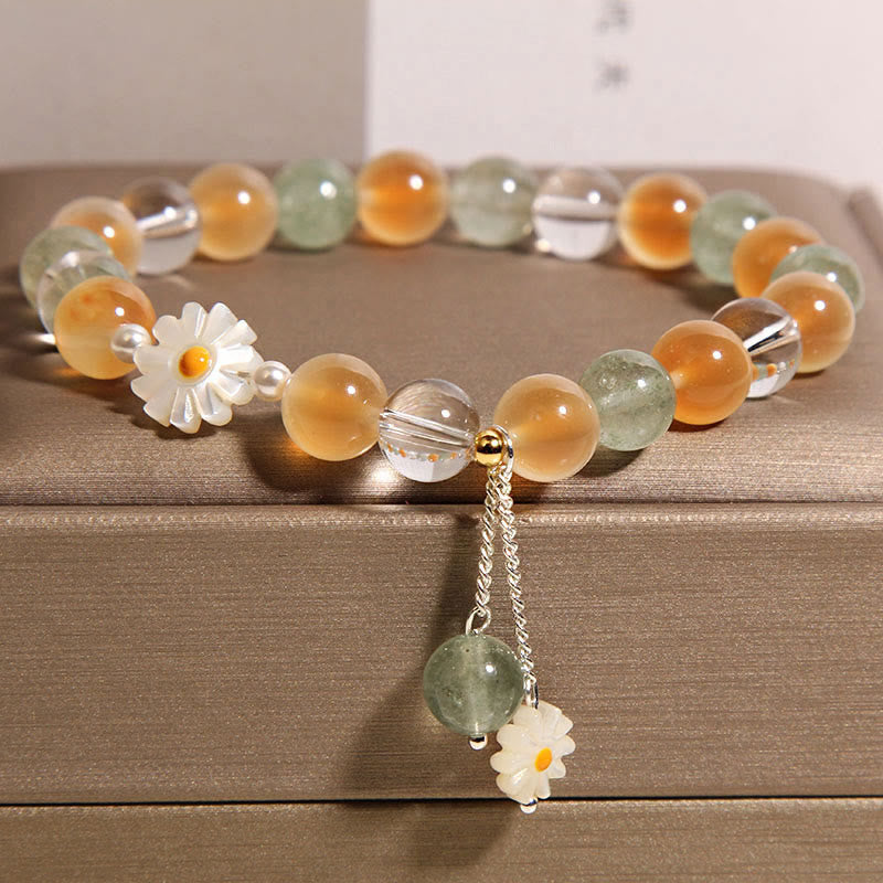 Braccialetto curativo in quarzo fragola verde agata caramella margherita naturale Buddha Stones - image 2