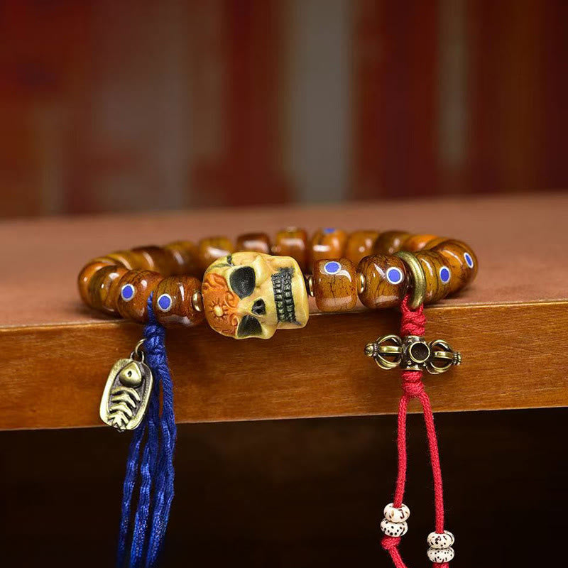 Bracciale con perline di osso tibetane Buddha Stones, il Signore della Foresta dei Cadaveri, che tiene lontani gli spiriti maligni - image 3