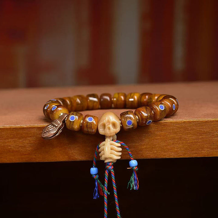 Bracciale con perline di osso tibetane Buddha Stones, il Signore della Foresta dei Cadaveri, che tiene lontani gli spiriti maligni - image 8