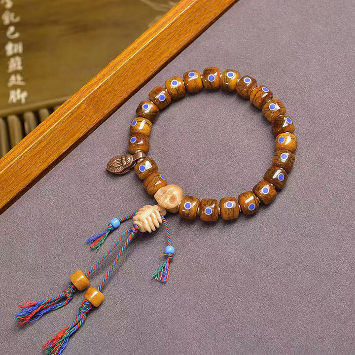 Bracciale con perline di osso tibetane Buddha Stones, il Signore della Foresta dei Cadaveri, che tiene lontani gli spiriti maligni - image 6