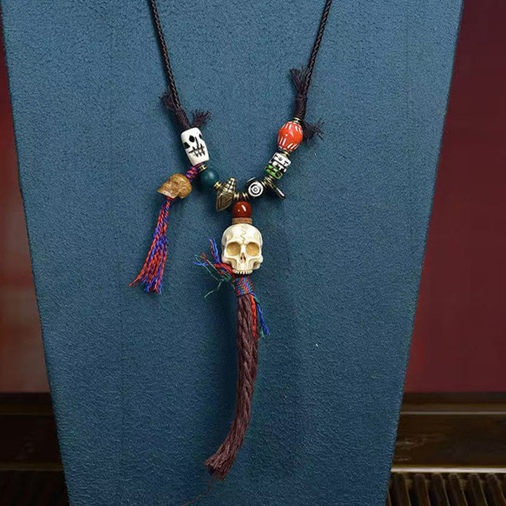 Collana con ciondolo a forma di teschio tibetano Buddha Stones, il Signore della Foresta dei Cadaveri, che tiene lontani gli spiriti maligni. - image 2