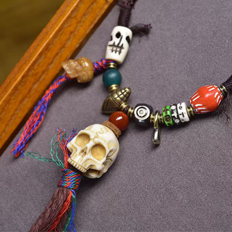 Collana con ciondolo a forma di teschio tibetano Buddha Stones, il Signore della Foresta dei Cadaveri, che tiene lontani gli spiriti maligni. - image 1