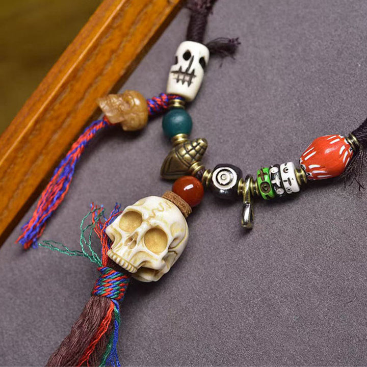 Collana con ciondolo a forma di teschio tibetano Buddha Stones, il Signore della Foresta dei Cadaveri, che tiene lontani gli spiriti maligni. - image 1