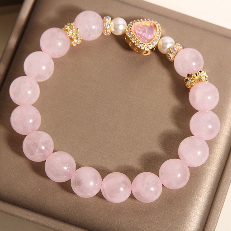 Braccialetto di calore con perle di cristallo rosa e simbolo naturale Buddha Stones Buddha - image 4