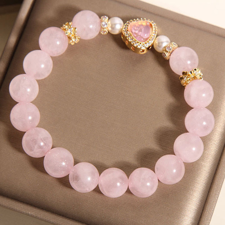 Braccialetto di calore con perle di cristallo rosa e simbolo naturale Buddha Stones Buddha - image 4