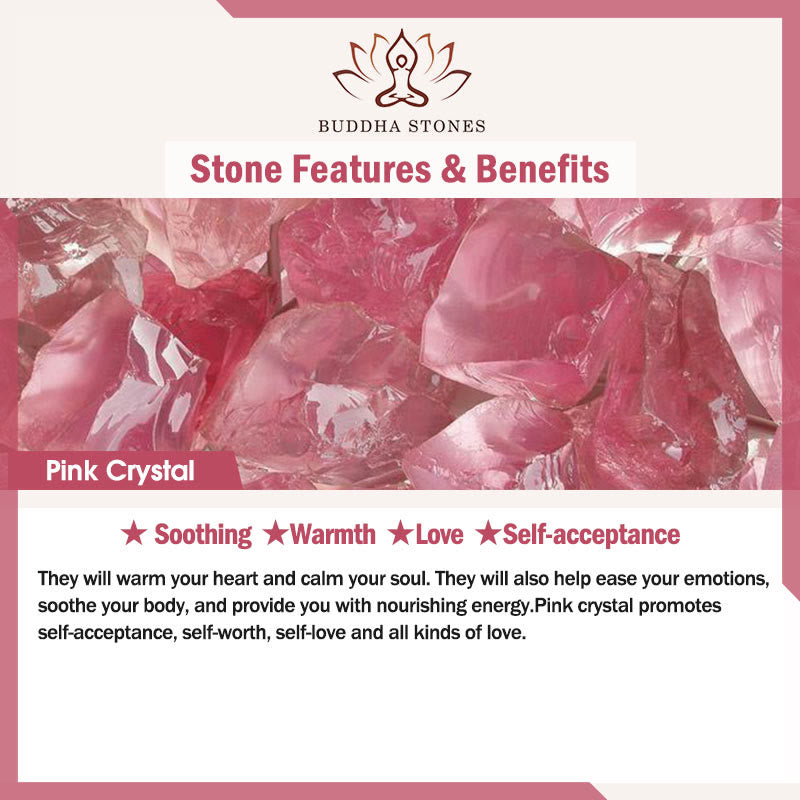 Braccialetto di calore con perle di cristallo rosa e simbolo naturale Buddha Stones Buddha - image 8