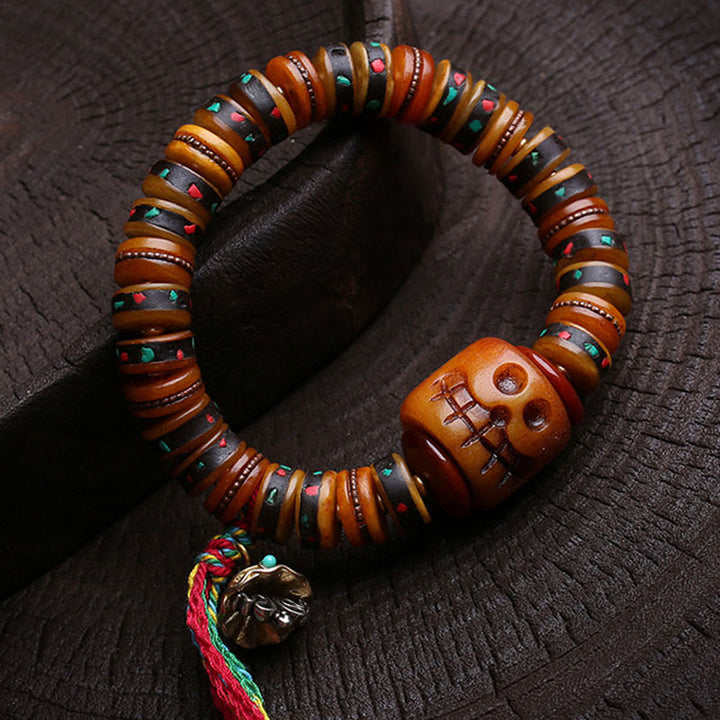 Buddha Stones, perle di osso tibetane, il Signore della Foresta dei Cadaveri, promemoria della nostra impermanenza, braccialetto - image 7