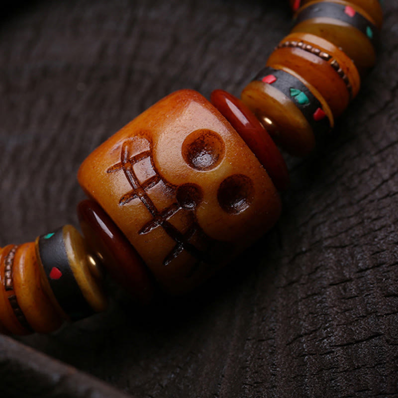 Buddha Stones, perle di osso tibetane, il Signore della Foresta dei Cadaveri, promemoria della nostra impermanenza, braccialetto - image 8