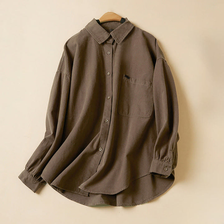 Camicia da donna in cotone a maniche lunghe con colletto rialzato e bottoni casual, motivo Buddha Stones - Siena - US14, UK/AU18, EU46 (2XL) - image 15