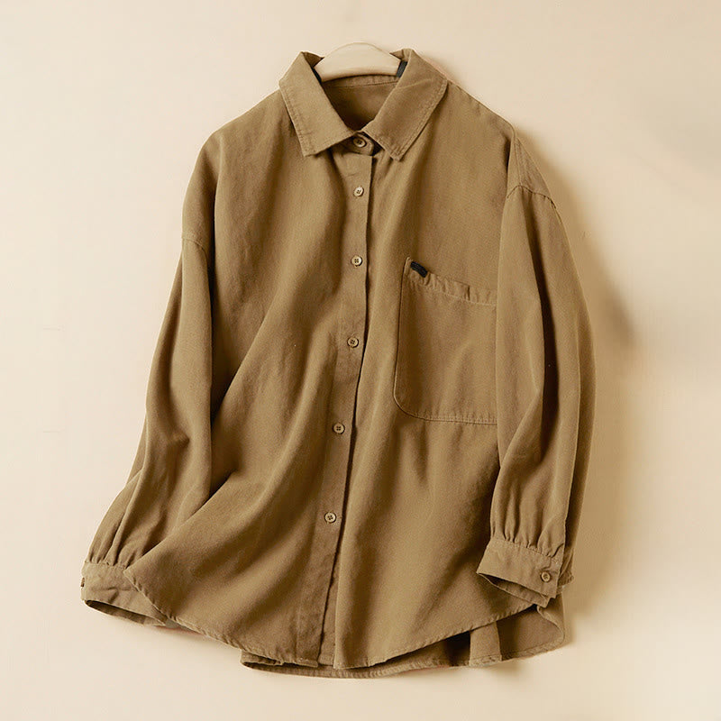 Camicia da donna in cotone a maniche lunghe con colletto rialzato e bottoni casual, motivo Buddha Stones - Verga d'oro - US14, UK/AU18, EU46 (2XL) - image 5