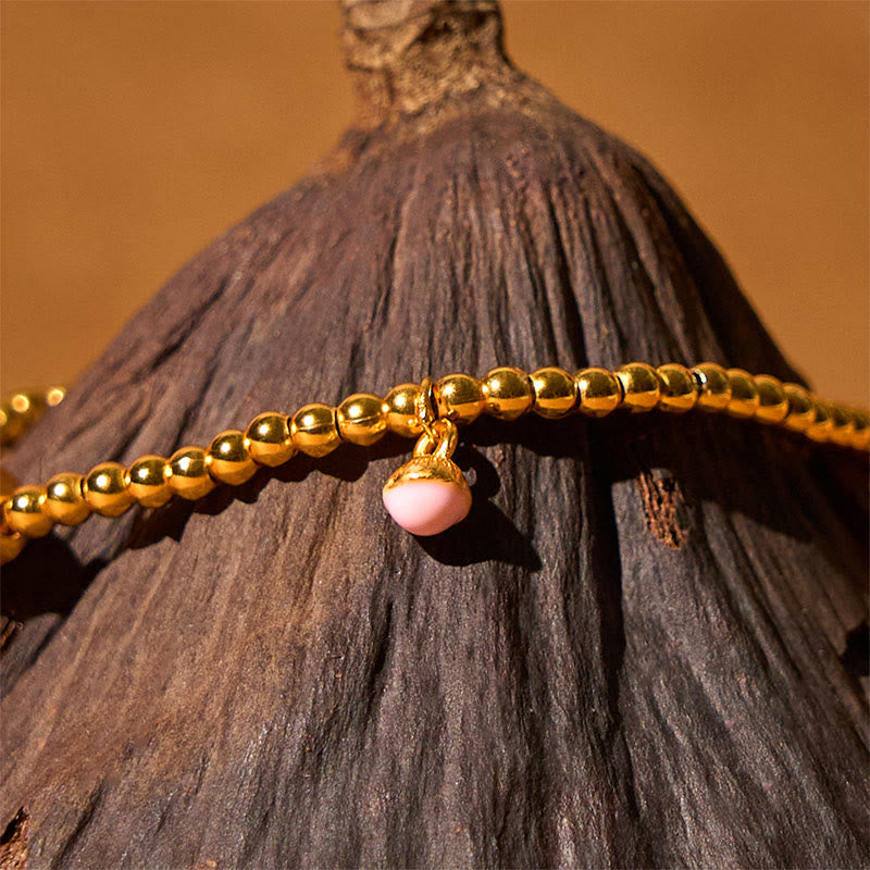 Bracciale della ricchezza con perline di zucca placcate in rame e ottone Buddha Stones - image 2