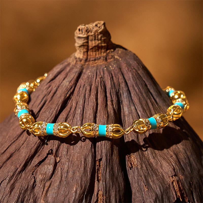 Bracciale Buddha Stones in rame e ottone placcato oro 24k Vajra Wealth Luck - image 2